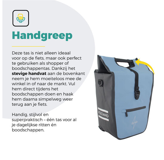 Voltano E-bike Shopper Fietstas - Ice Blauw / Zwart - 27 Liter