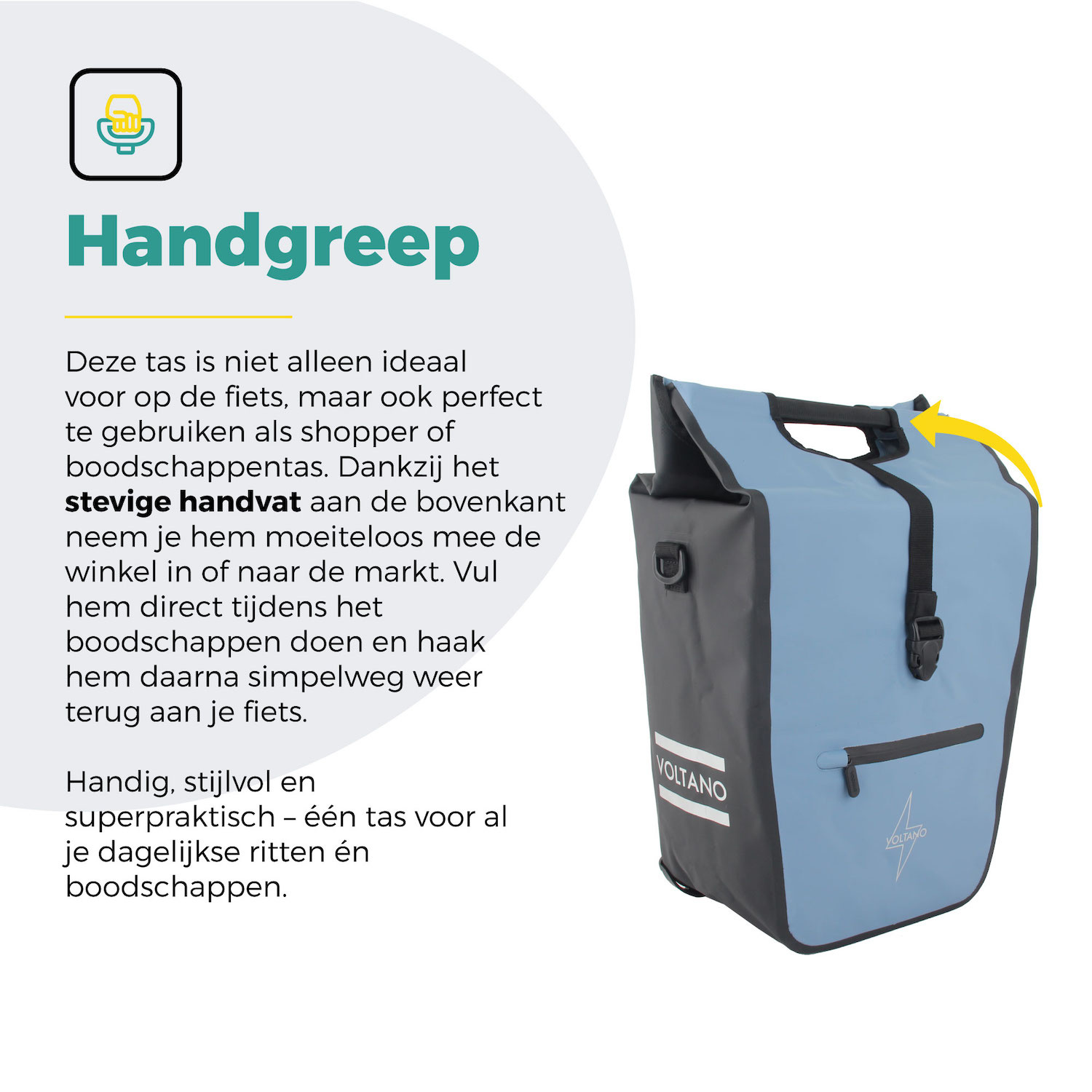 Voltano E-bike Shopper Fietstas - Ice Blauw / Zwart - 27 Liter