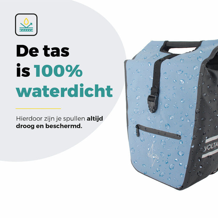 Voltano E-bike Shopper Fietstas - Ice Blauw / Zwart - 27 Liter