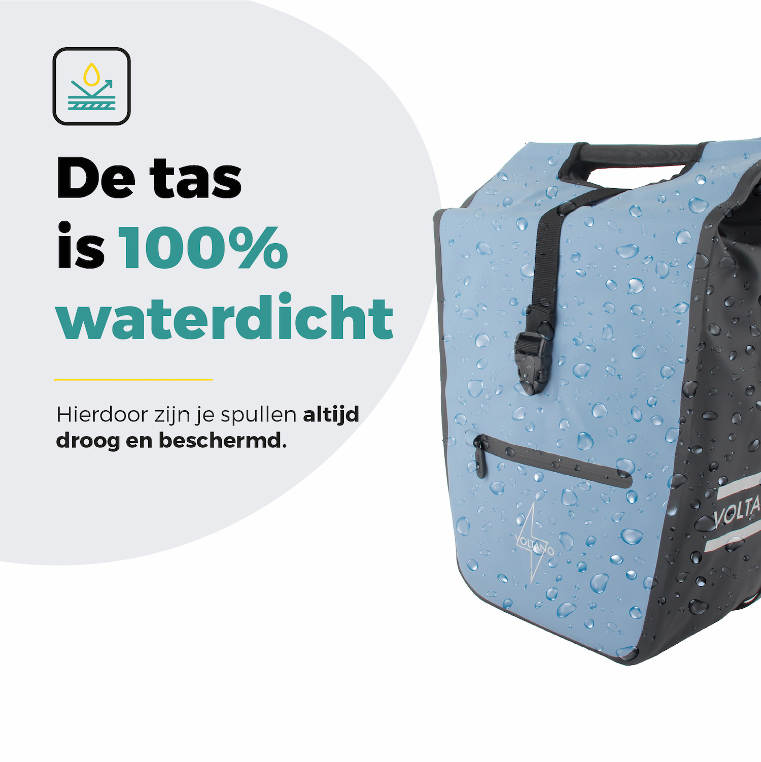 Voltano E-bike Shopper Fietstas - Ice Blauw / Zwart - 27 Liter