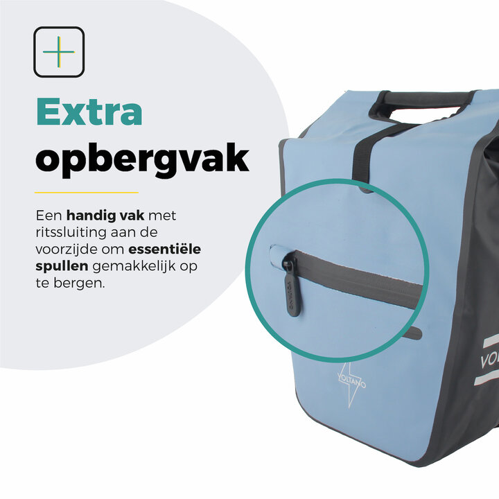 Voltano E-bike Shopper Fietstas - Ice Blauw / Zwart - 27 Liter