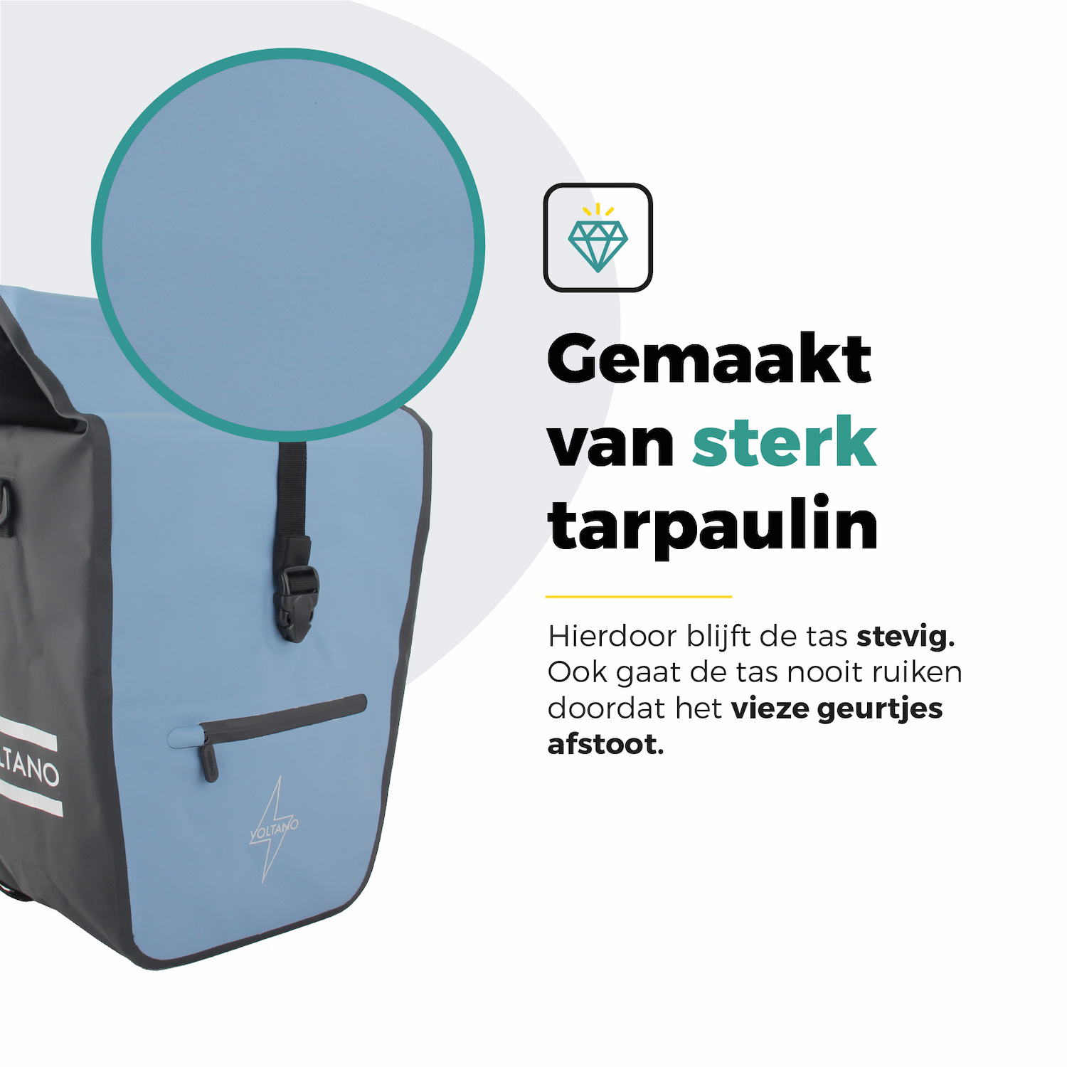 Voltano E-bike Shopper Fietstas - Ice Blauw / Zwart - 27 Liter