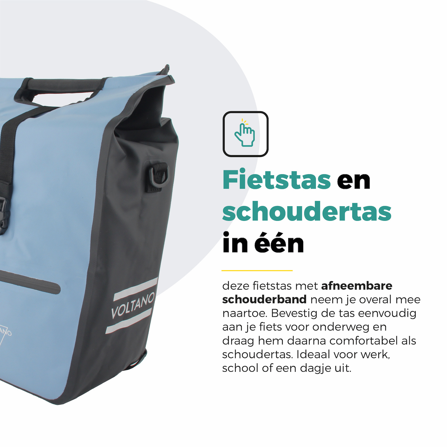 Voltano E-bike Shopper Fietstas - Ice Blauw / Zwart - 27 Liter