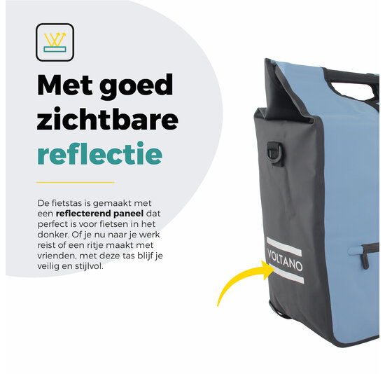 Voltano E-bike Shopper Fietstas - Ice Blauw / Zwart - 27 Liter