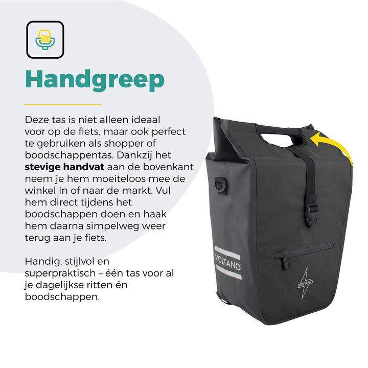 Voltano E-bike Shopper Fietstas - Zwart - 27 Liter