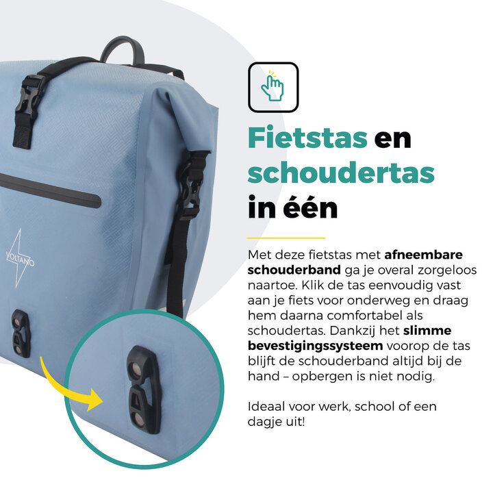 Voltano Enkele Fietstas Set E-bike - Ice Blauw - 46 Liter