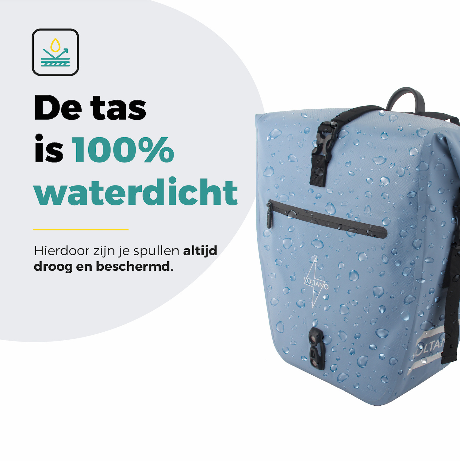 Voltano Enkele Fietstas Set E-bike - Ice Blauw - 46 Liter