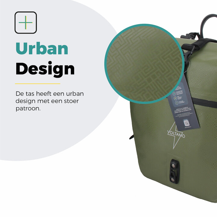 Voltano Enkele Fietstas Set E-bike - Olijf Groen - 46 Liter