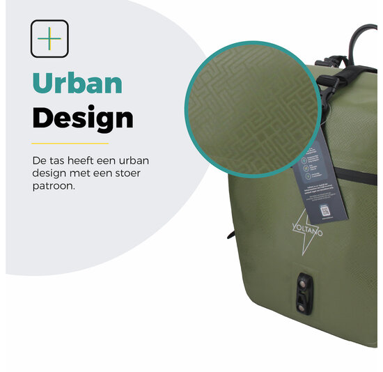 Voltano Enkele Fietstas Set E-bike - Olijf Groen - 46 Liter
