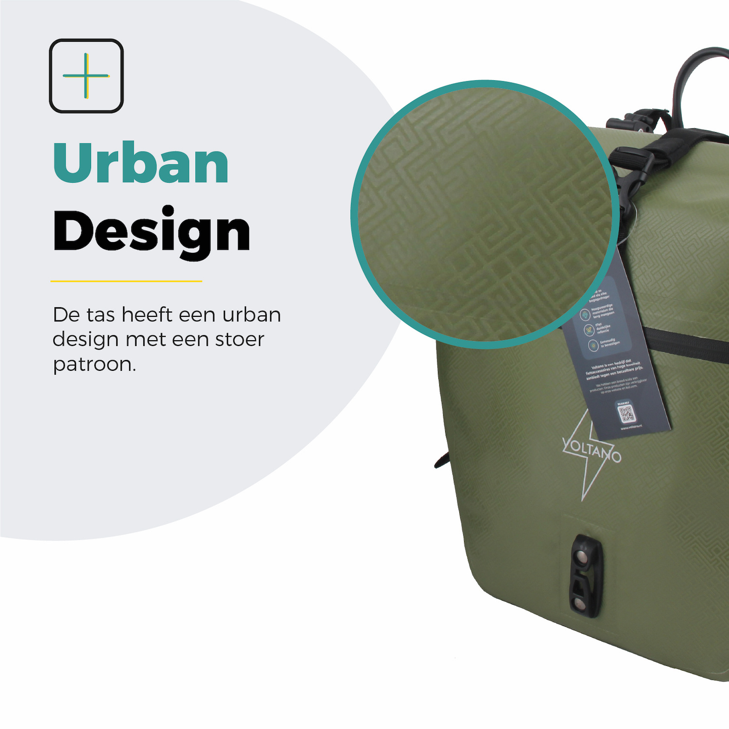 Voltano Enkele Fietstas Set E-bike - Olijf Groen - 46 Liter