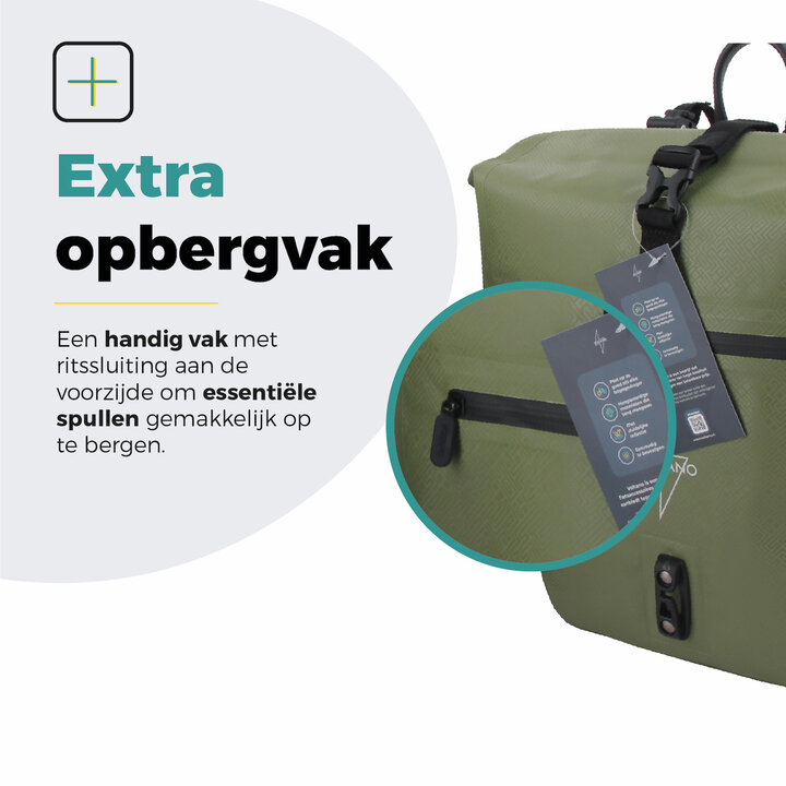 Voltano Enkele Fietstas Set E-bike - Olijf Groen - 46 Liter