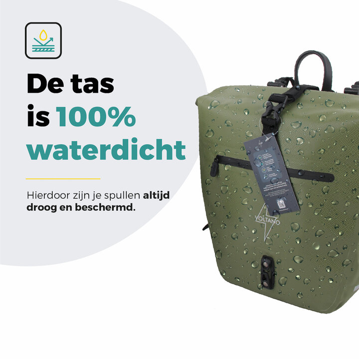 Voltano Enkele Fietstas Set E-bike - Olijf Groen - 46 Liter