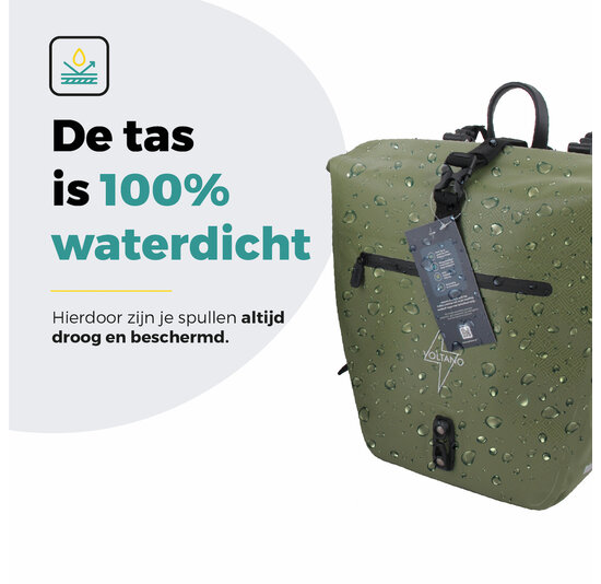 Voltano Enkele Fietstas Set E-bike - Olijf Groen - 46 Liter