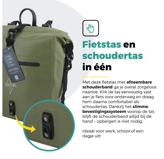 Voltano Enkele Fietstas Set E-bike - Olijf Groen - 46 Liter