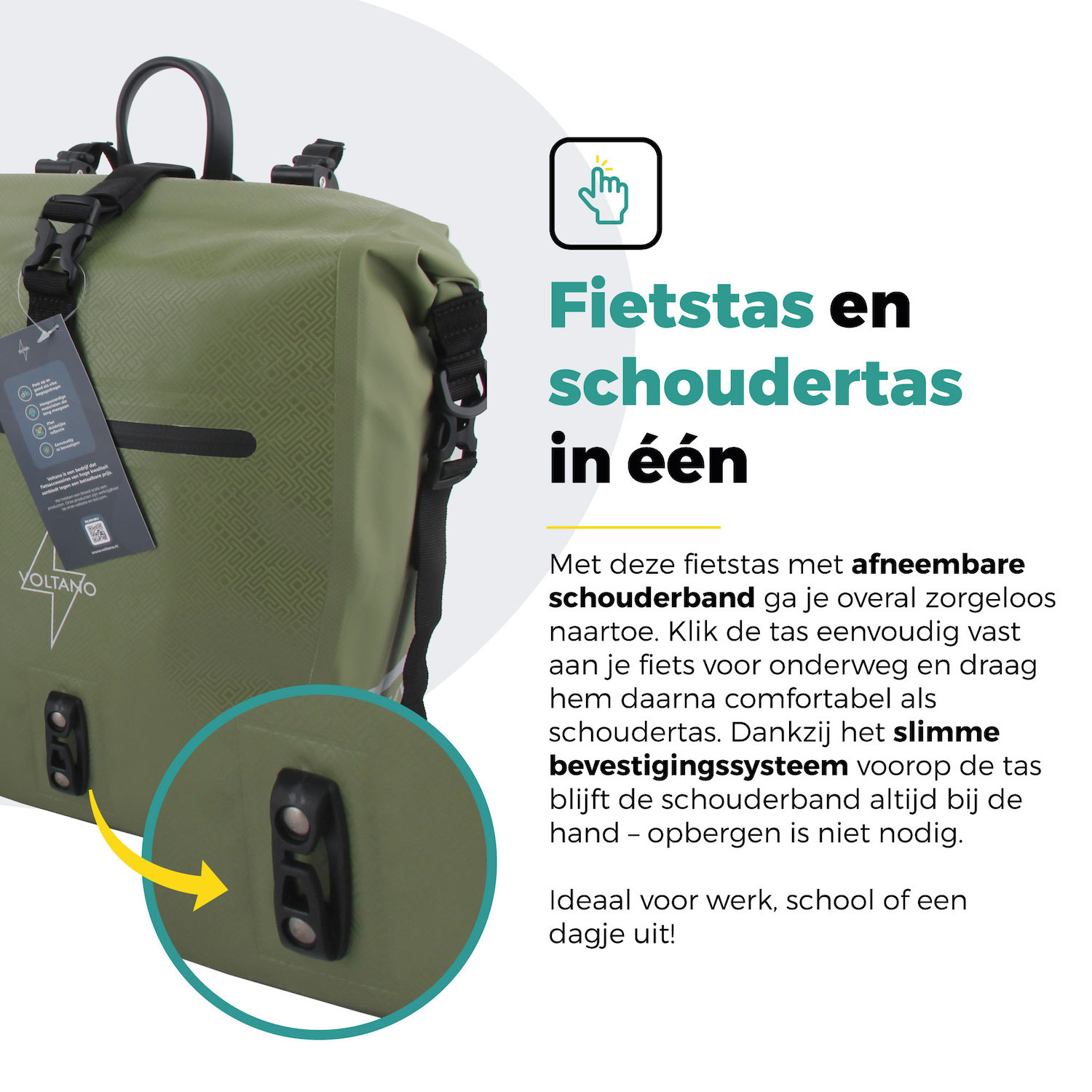 Voltano Enkele Fietstas Set E-bike - Olijf Groen - 46 Liter