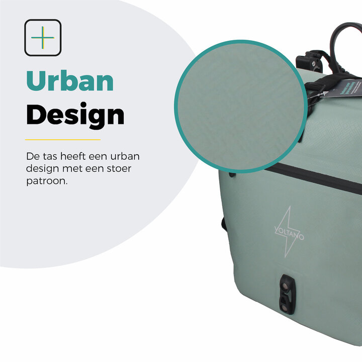 Voltano Enkele Fietstas Set E-bike - Mint Groen - 46 Liter