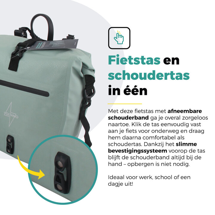 Voltano Enkele Fietstas Set E-bike - Mint Groen - 46 Liter