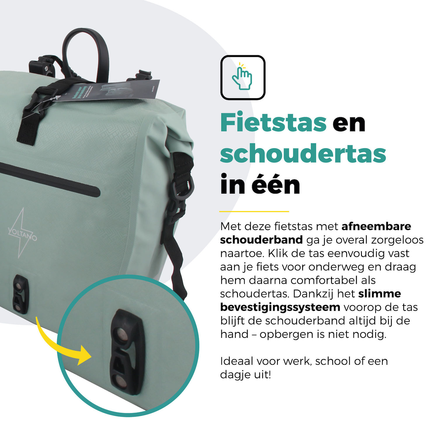 Voltano Enkele Fietstas Set E-bike - Mint Groen - 46 Liter