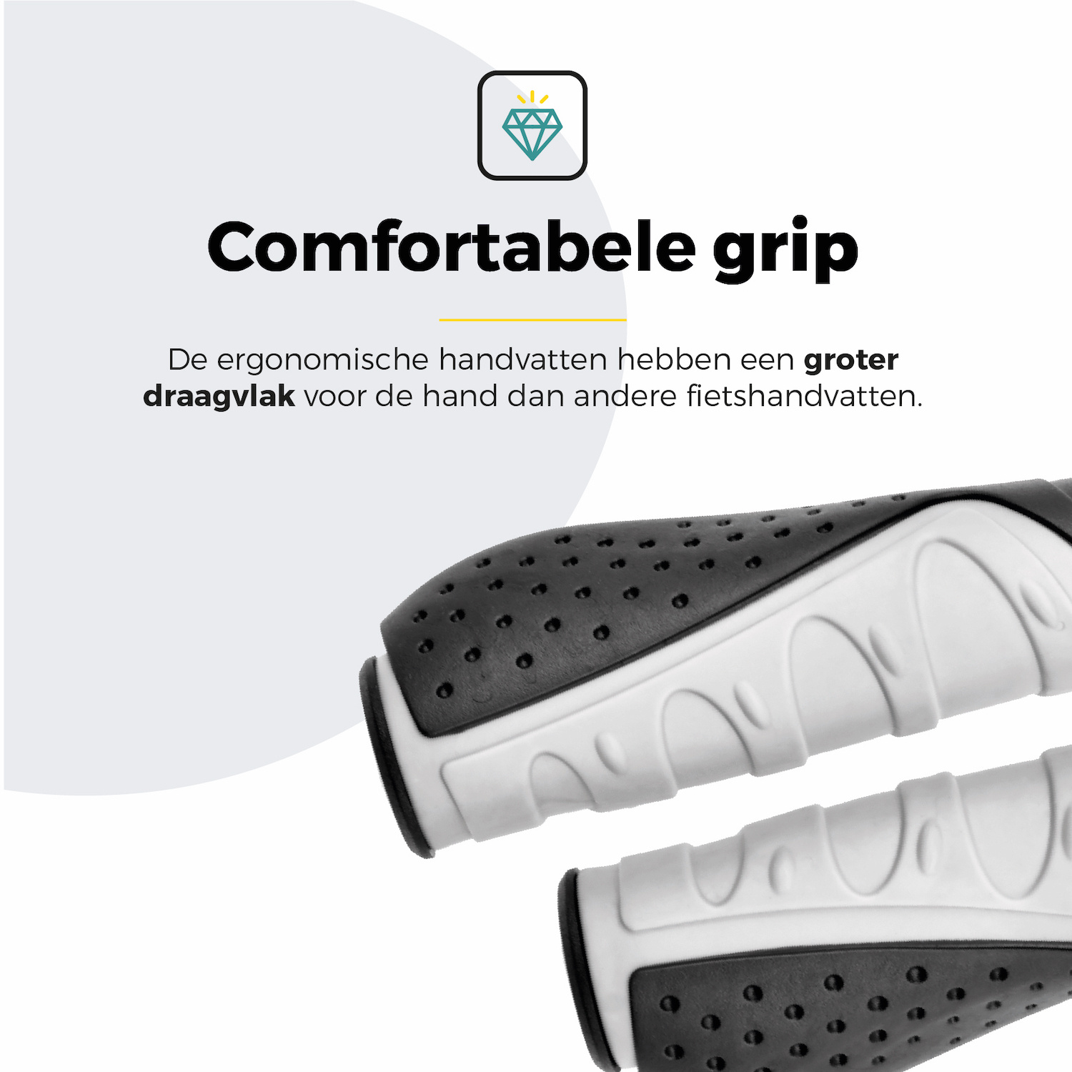 Voltano Ergonomische Fietshandvatten Zwart Grijs - 132 / 92 MM