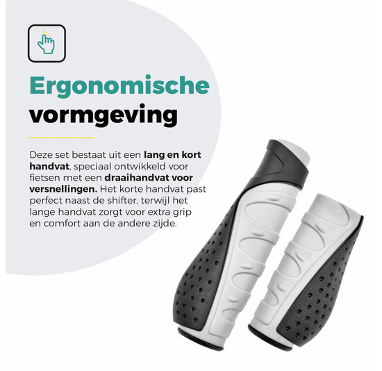 Voltano Ergonomische Fietshandvatten Zwart Grijs - 132 / 92 MM