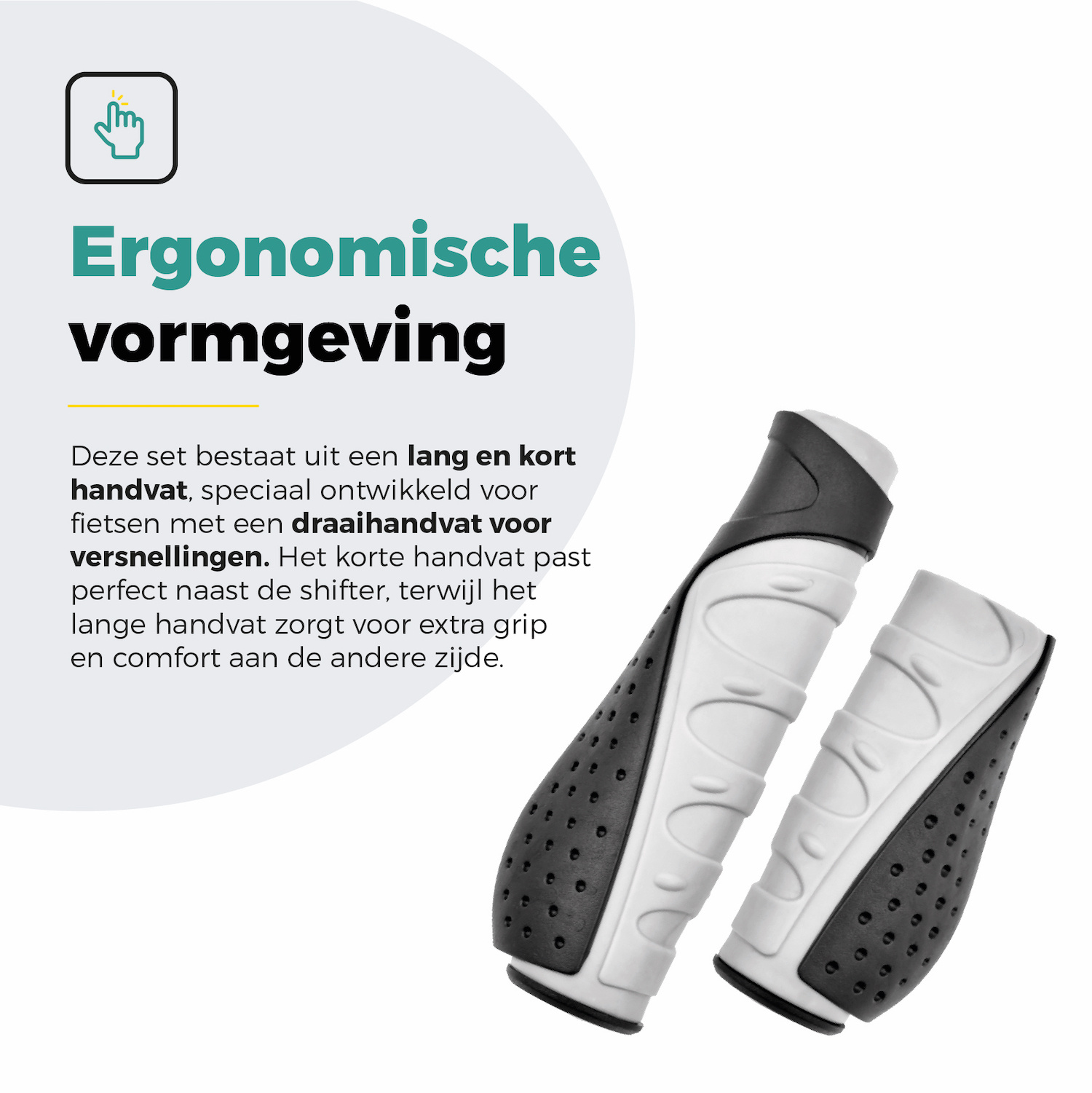 Voltano Ergonomische Fietshandvatten Zwart Grijs - 132 / 92 MM