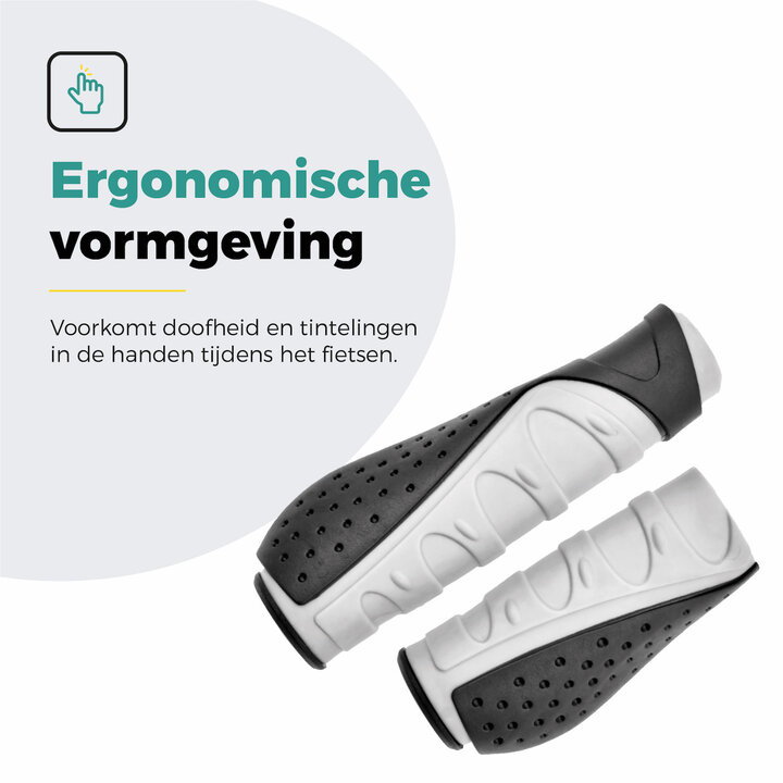 Voltano Ergonomische Fietshandvatten Zwart Grijs - 132 / 92 MM