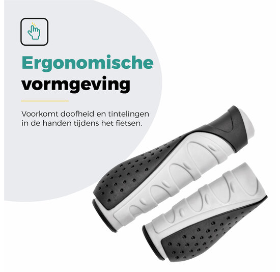 Voltano Ergonomische Fietshandvatten Zwart Grijs - 132 / 92 MM