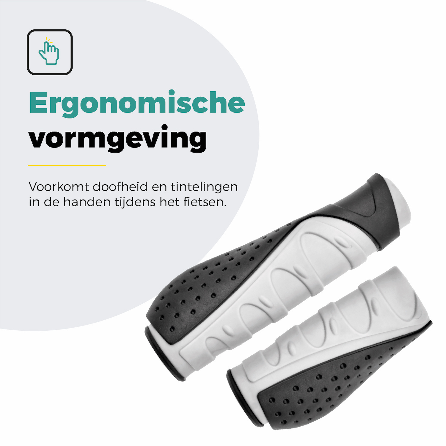 Voltano Ergonomische Fietshandvatten Zwart Grijs - 132 / 92 MM
