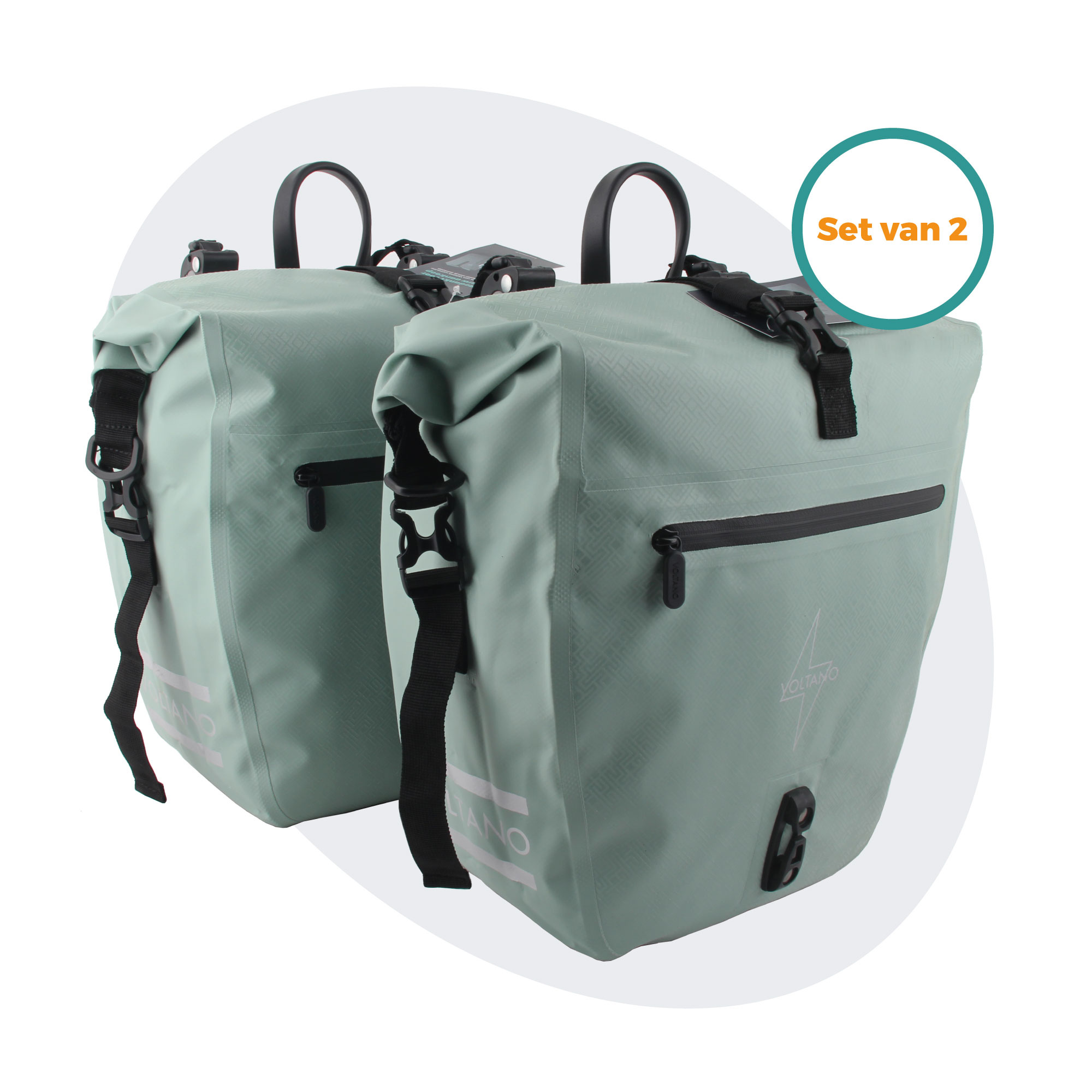 Voltano Enkele Fietstas Set E-bike - Mint Groen - 46 Liter