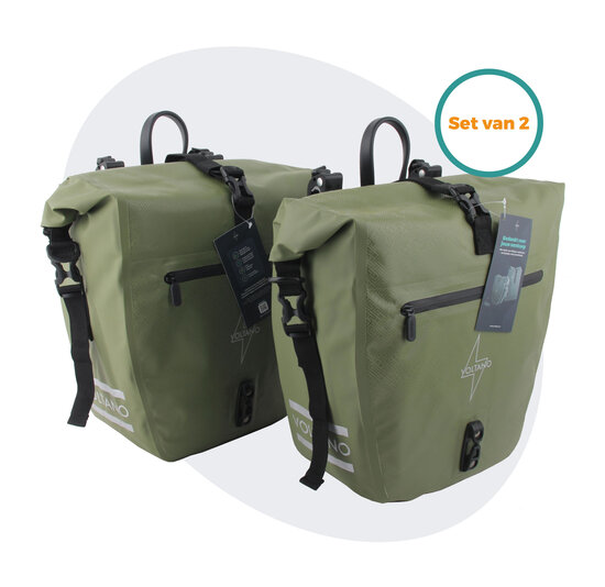 Voltano Enkele Fietstas Set E-bike - Olijf Groen - 46 Liter