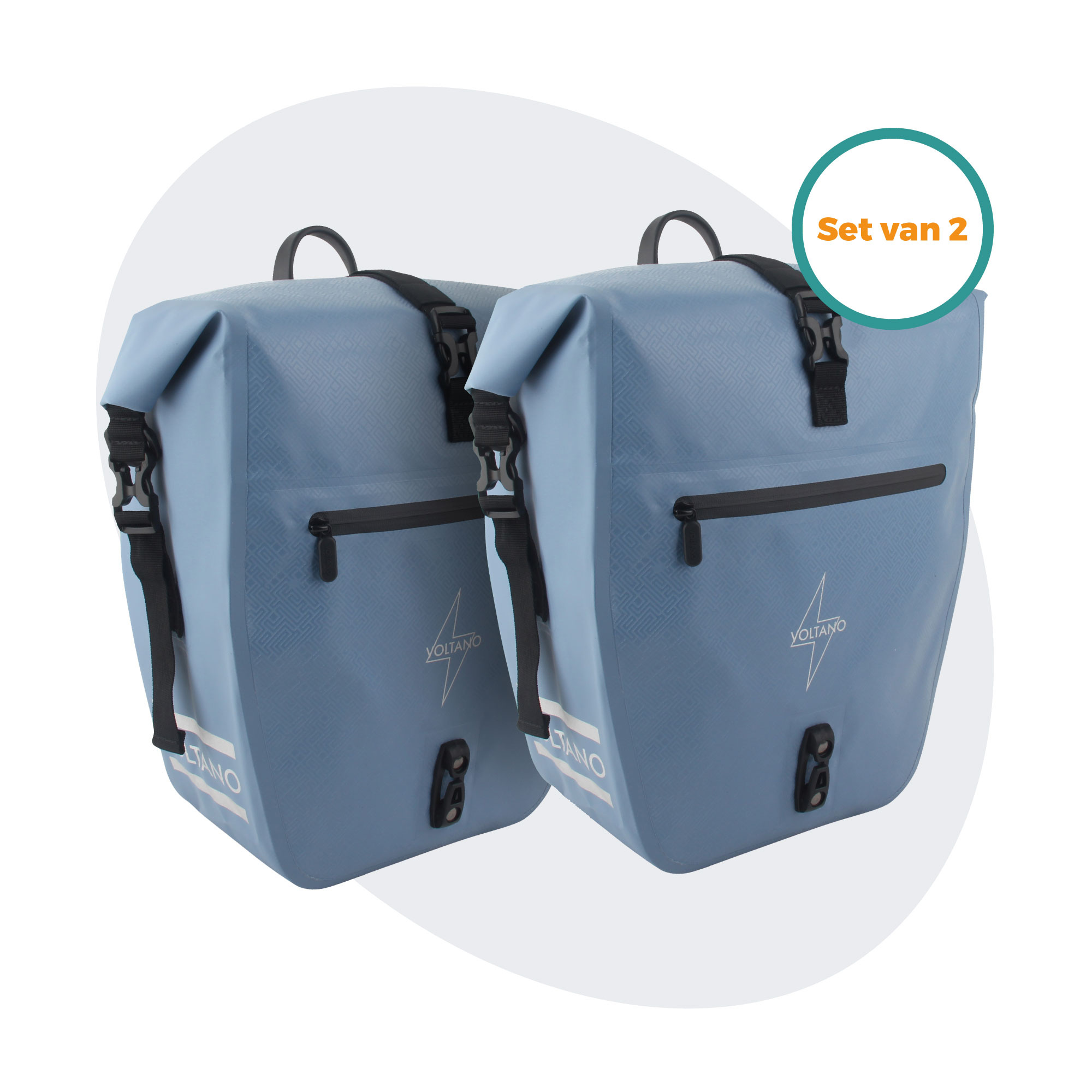 Voltano Enkele Fietstas Set E-bike - Ice Blauw - 46 Liter