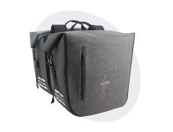 Voltano Dubbele Fietstas Rolltop Luxe E-bike - Zwart / Grijs