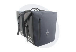 Voltano Dubbele Fietstas Rolltop Luxe E-bike - Zwart / Donkerblauw