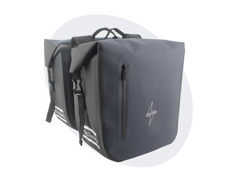 Voltano Dubbele Fietstas Rolltop Luxe E-bike - Zwart / Donkerblauw