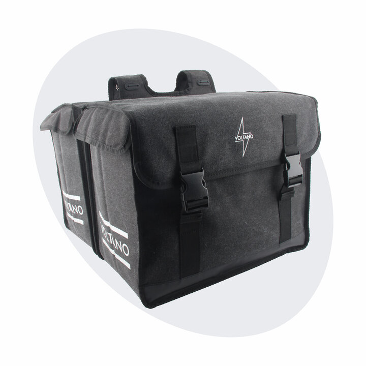 Voltano Canvas Fietstas 70L - Zwart - 100% Waterdicht - Afstandhouder Optie