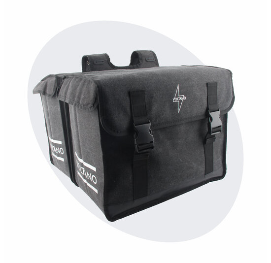 Voltano Canvas Fietstas 70L - Zwart - 100% Waterdicht - Afstandhouder Optie