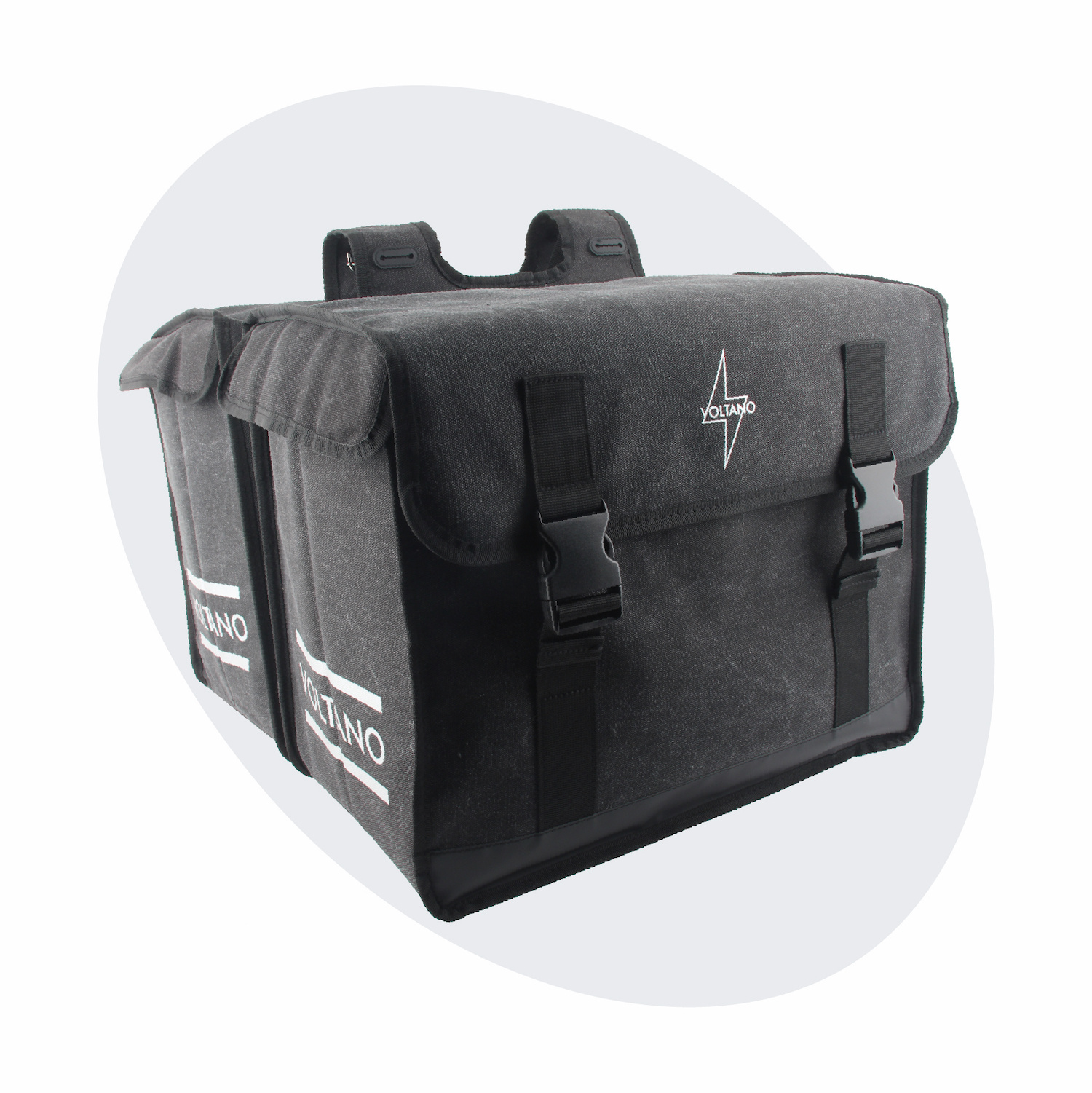 Voltano Canvas Fietstas 70L - Zwart - 100% Waterdicht - Afstandhouder Optie