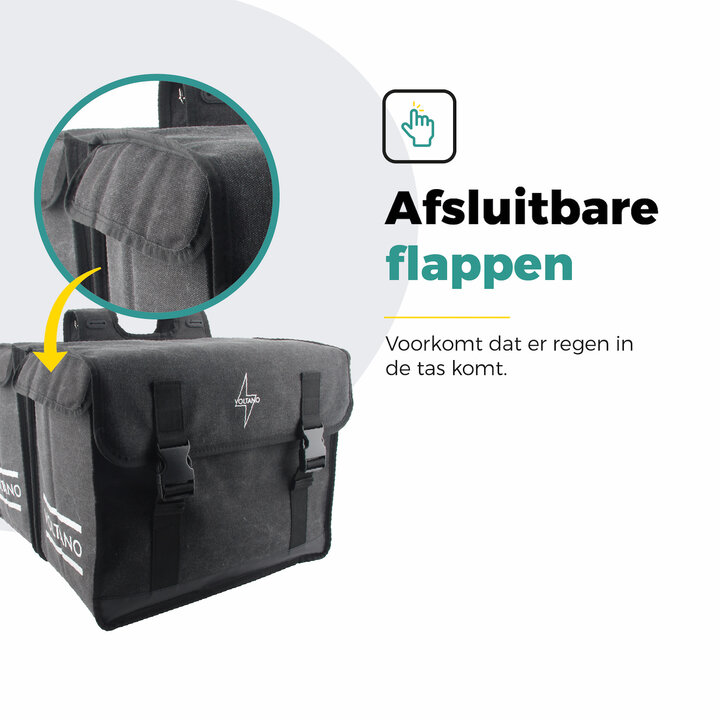 Voltano Canvas Fietstas 70L - Zwart - 100% Waterdicht - Afstandhouder Optie