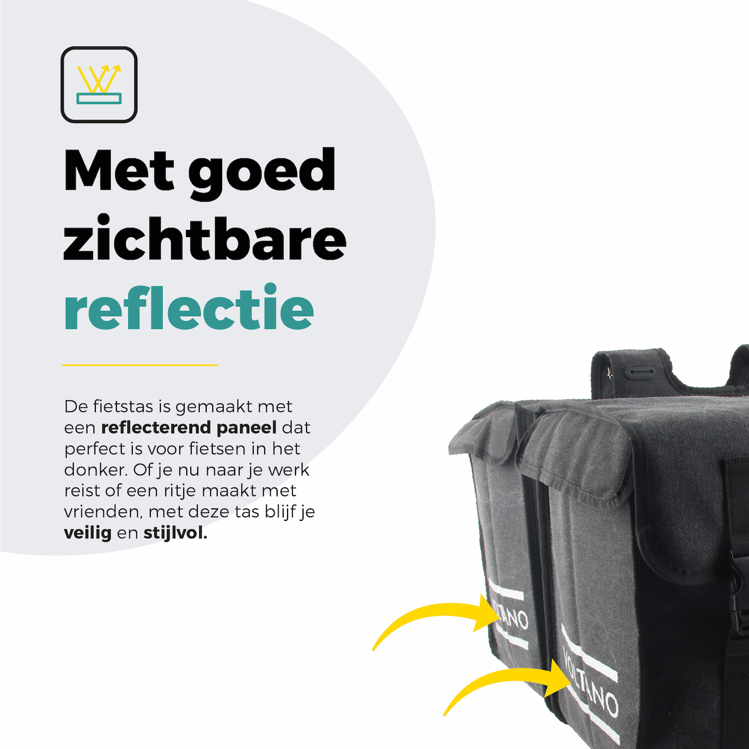 Voltano Canvas Fietstas 70L - Zwart - 100% Waterdicht - Afstandhouder Optie