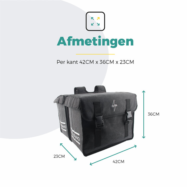 Voltano Canvas Fietstas 70L - Zwart - 100% Waterdicht - Afstandhouder Optie