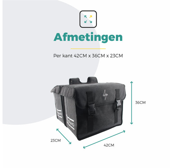 Voltano Canvas Fietstas 70L - Zwart - 100% Waterdicht - Afstandhouder Optie