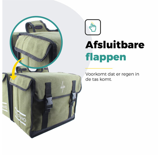 Voltano Canvas Fietstas 70L - Olijf Groen - 100% Waterdicht - Afstandhouder Optie