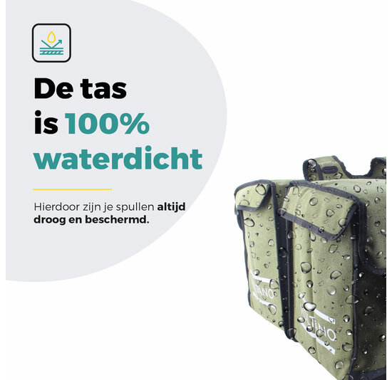 Voltano Canvas Fietstas 70L - Olijf Groen - 100% Waterdicht - Afstandhouder Optie