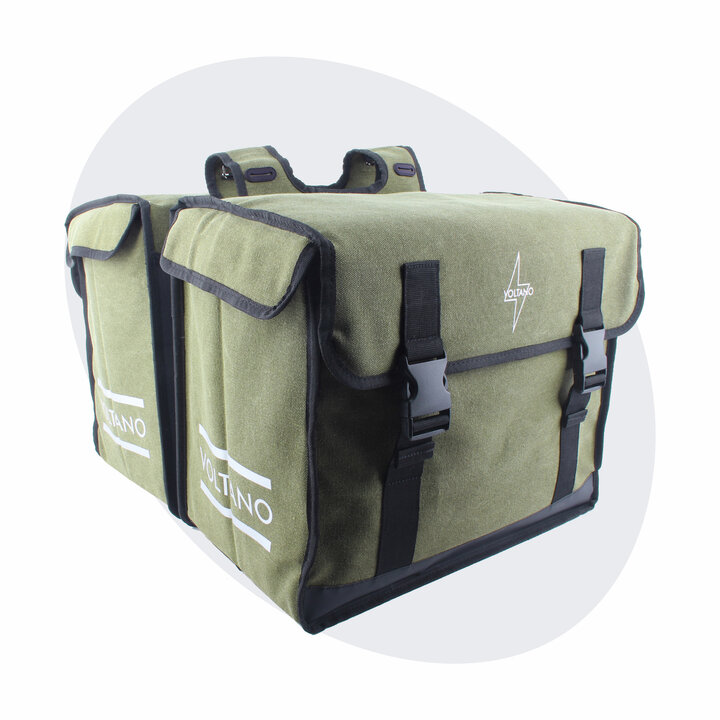 Voltano Canvas Fietstas 70L - Olijf Groen - 100% Waterdicht - Afstandhouder Optie