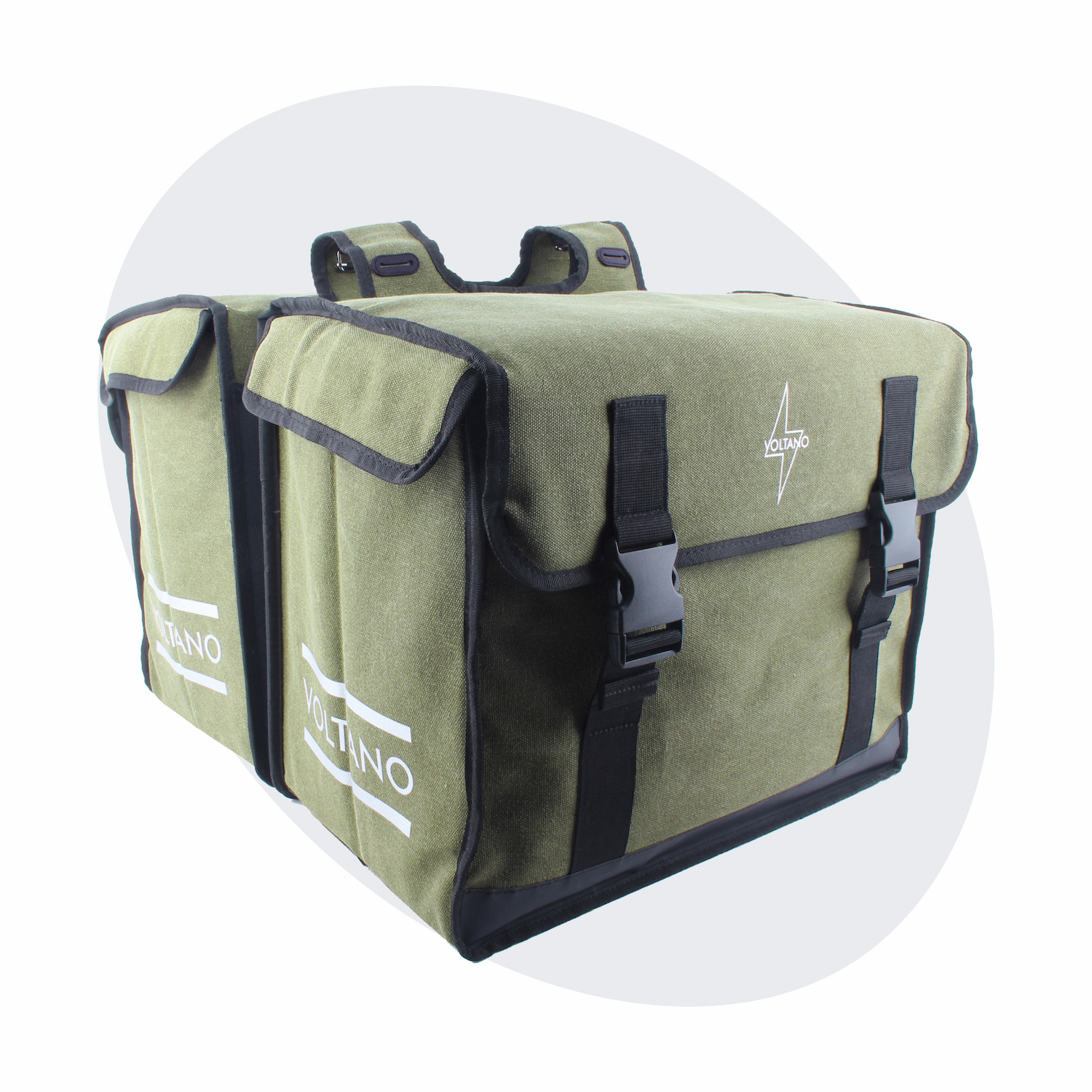 Voltano Canvas Fietstas 70L - Olijf Groen - 100% Waterdicht - Afstandhouder Optie