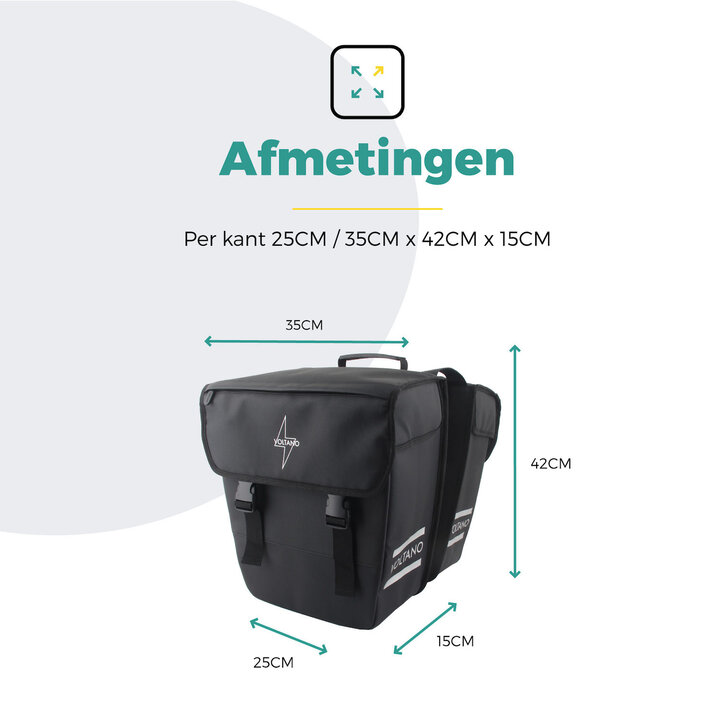 Voltano Dubbele Fietstas 40L Afgeschuind - Zwart - Waterdicht