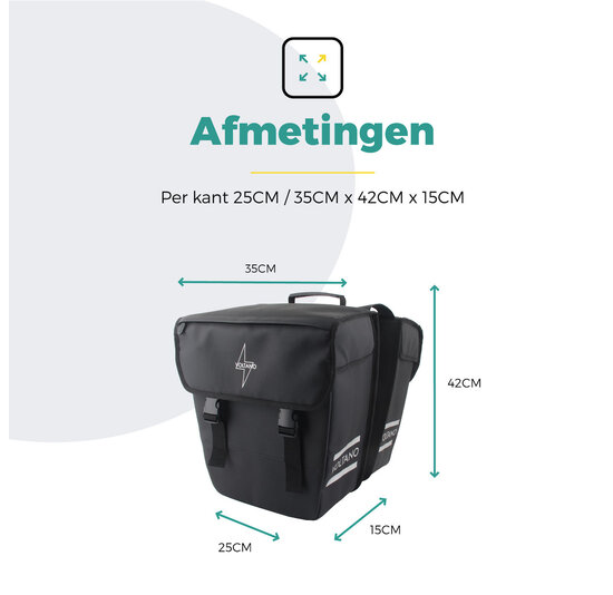 Voltano Dubbele Fietstas 40L Afgeschuind - Zwart - Waterdicht