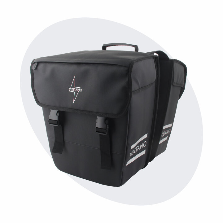 Voltano Dubbele Fietstas 40L Afgeschuind - Zwart - Waterdicht