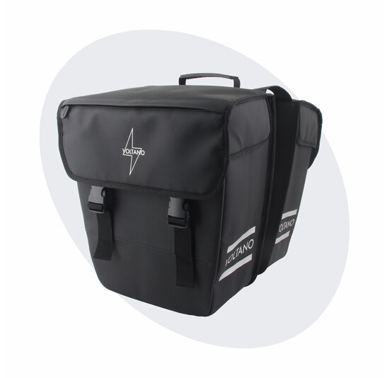 Voltano Dubbele Fietstas 40L Afgeschuind - Zwart - Waterdicht