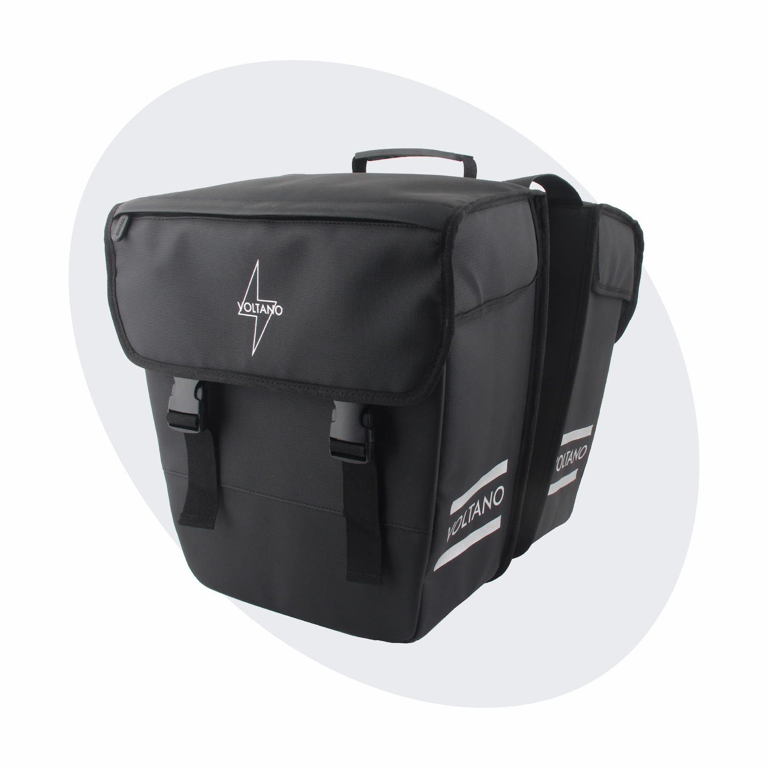 Voltano Dubbele Fietstas 40L Afgeschuind - Zwart - Waterdicht